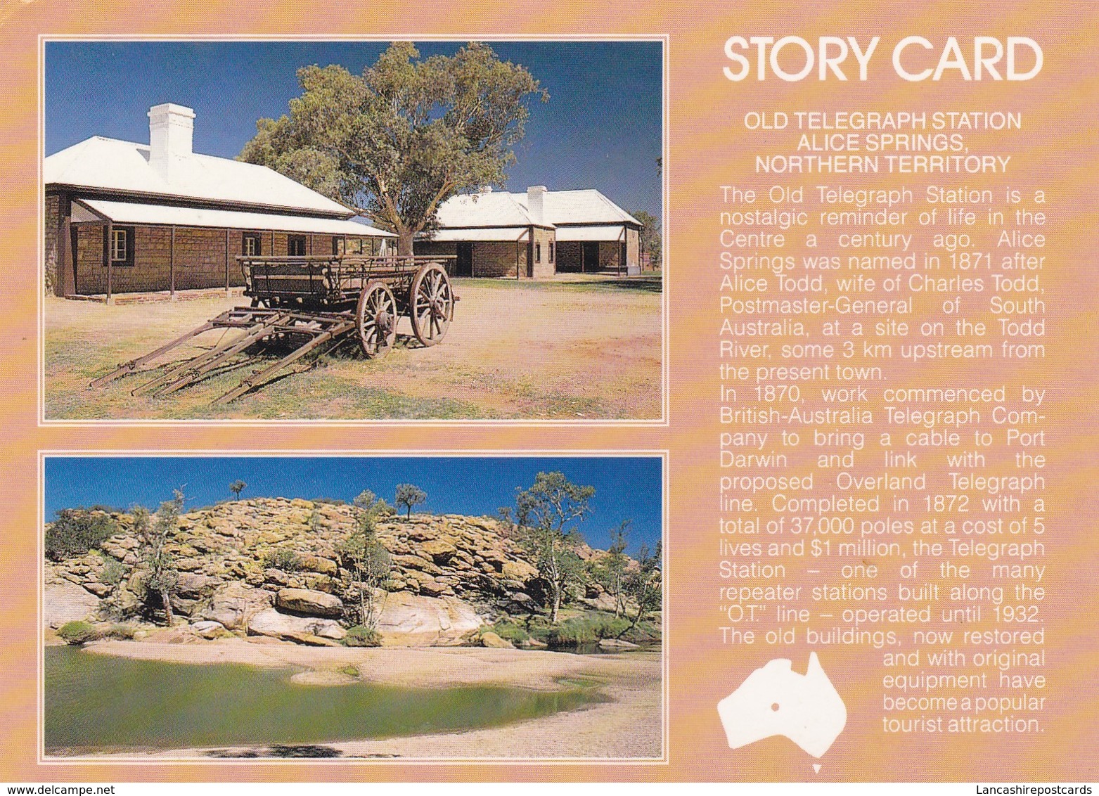 Postcard Old Telegraph Station Alice Springs Northern Territory PU 1991 Interesting Cancel My Ref  B22929 - Alice Springs