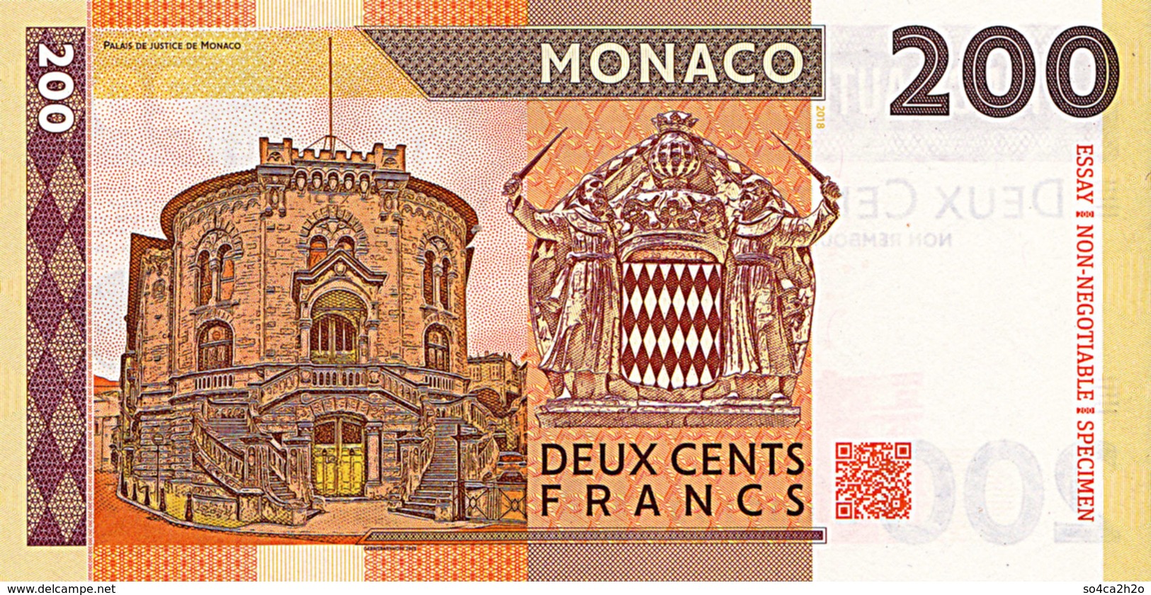 Monaco Spécimen 200 Francs 2018  Emission Privée Limitée UNC - Monaco