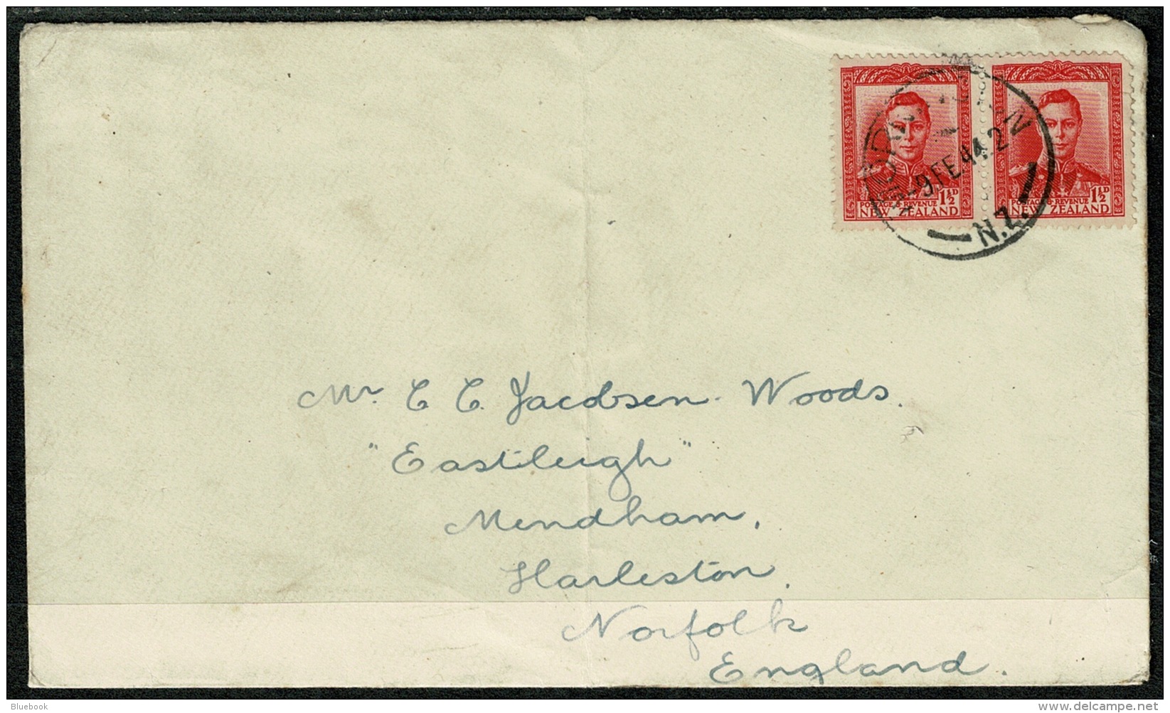 RB 1218 - 1944 WWII Cover - 3d Rate New Zealand To Harleston Norfolk - Briefe U. Dokumente