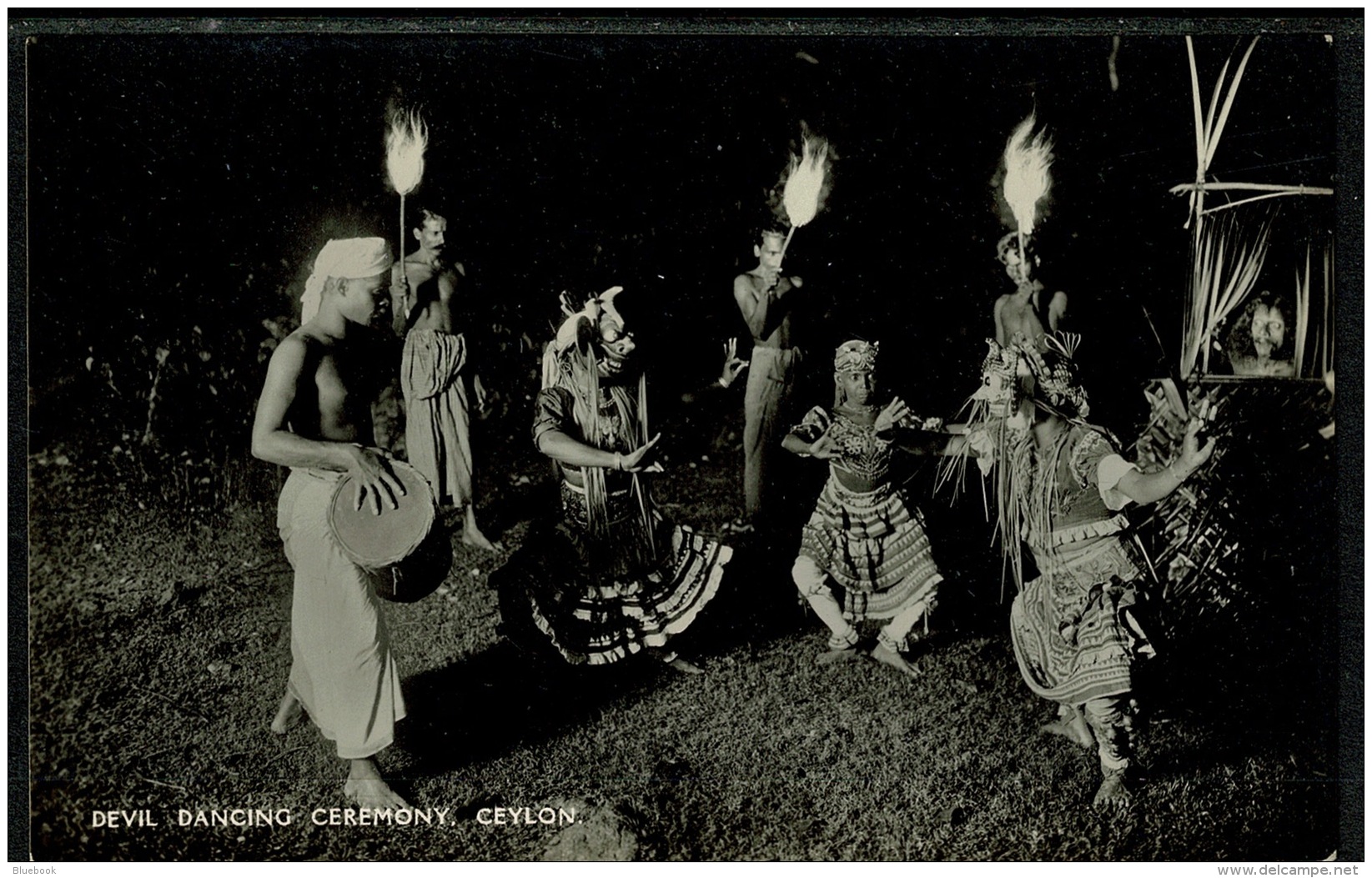 RB 1220 - Real Photo Ethnic Postcard - Devil Dancing Ceremony - Ceylon - Sri Lanka - Sri Lanka (Ceylon)