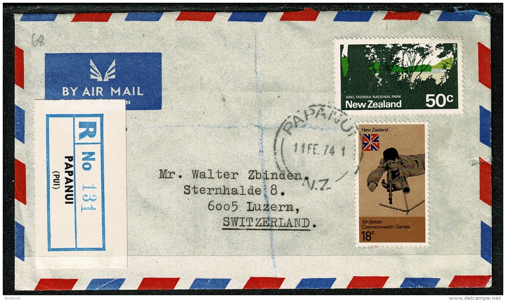 RB 1220 - 1974 Registered Airmail Cover - 68c Rate Papanui New Zealand To Switzerland - Briefe U. Dokumente