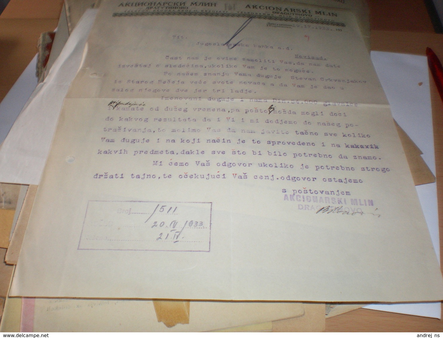 Mill Dragutinovo Novo Milosevo Beora 1933  Mlin - Other & Unclassified