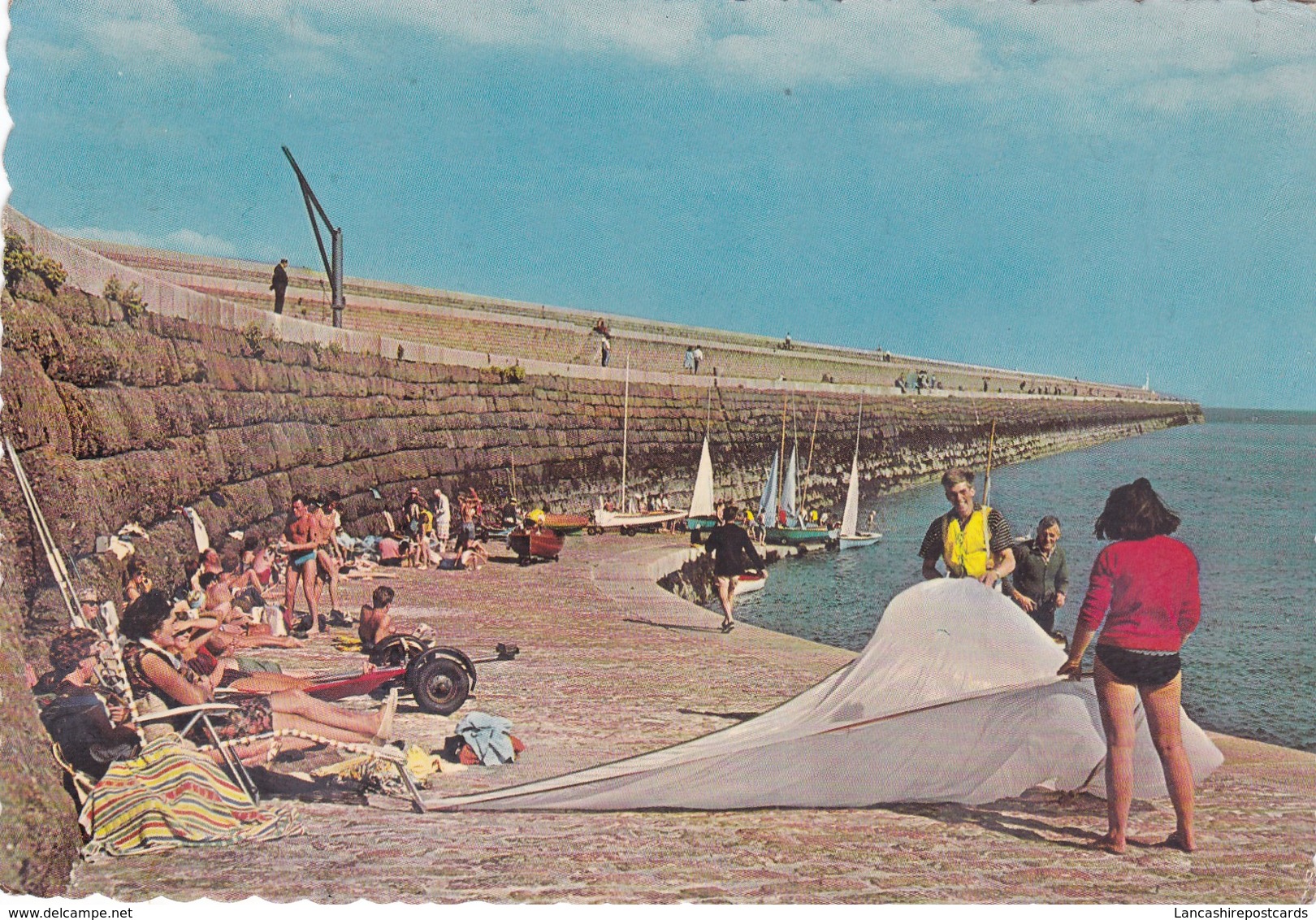 Postcard St Catherine's Jersey Channel Islands Animated Breakwater Scene PU 1965 My Ref  B22934 - Other & Unclassified