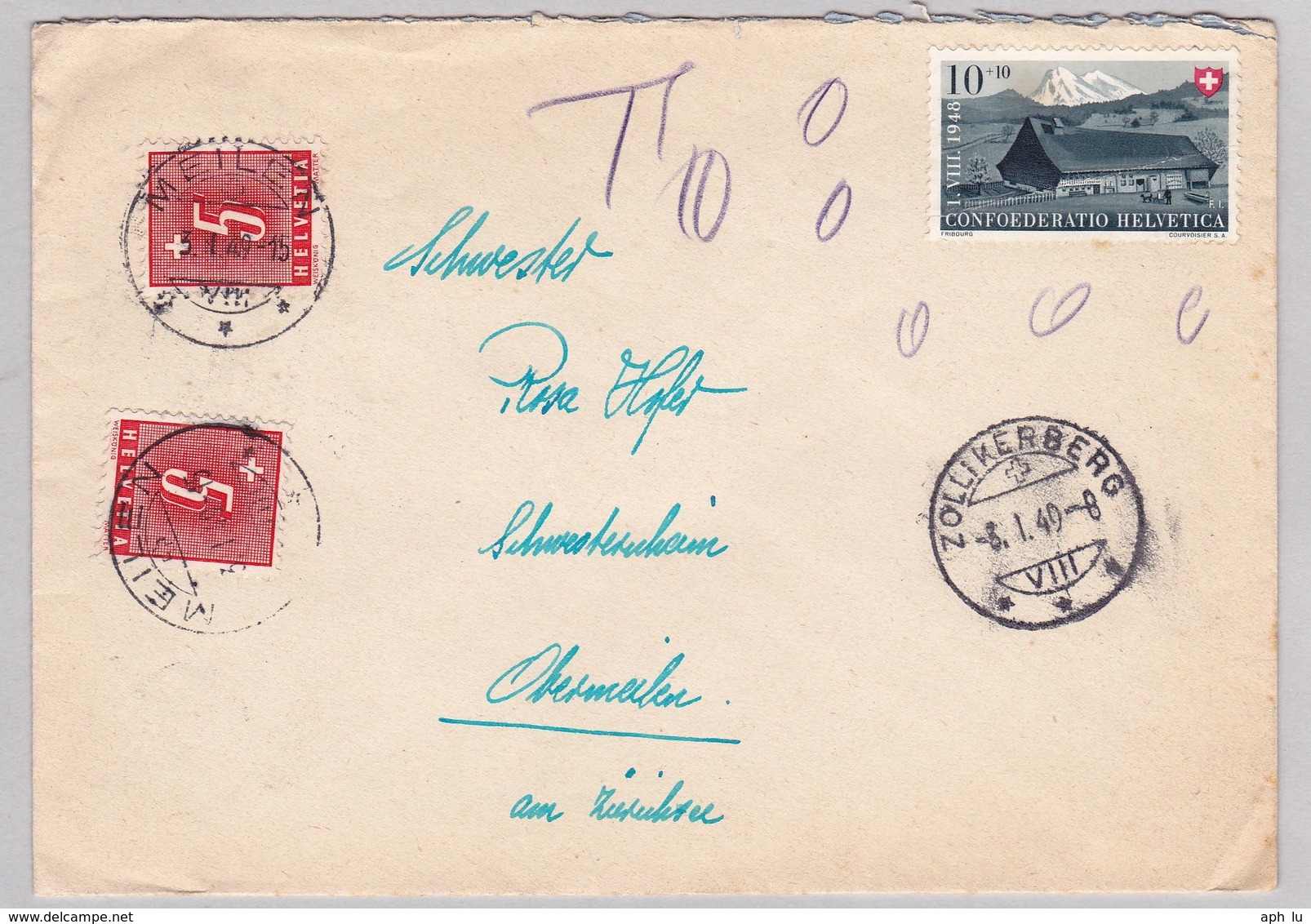 Brief Von Zollikerberg, Portomarken (br5170) - Storia Postale