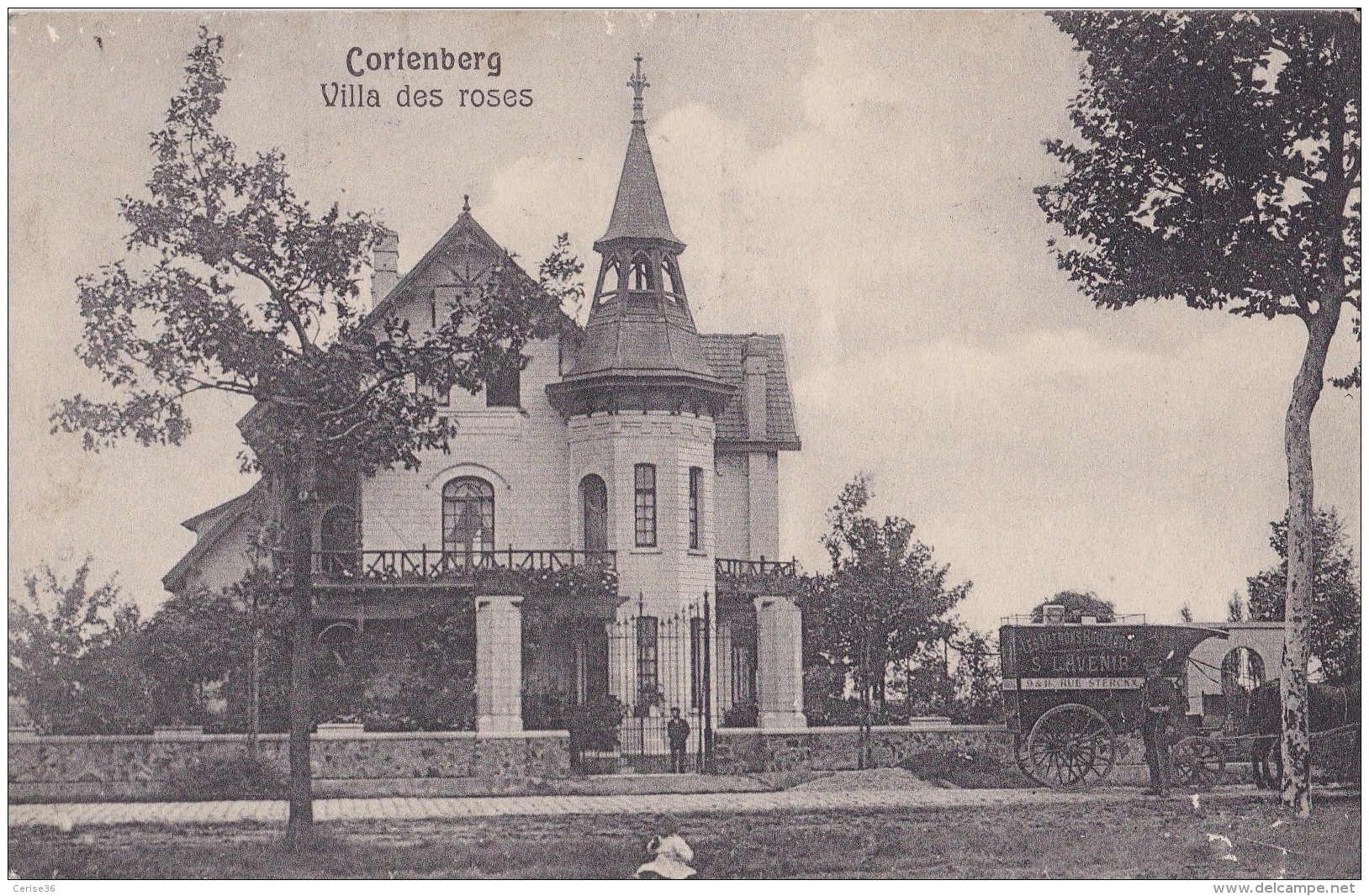 Cortenberg Villa Des Roses Avec Charette " Les Patrons Boulangers " Circulée En 1911 Avec Relais De Racour - Kortenberg