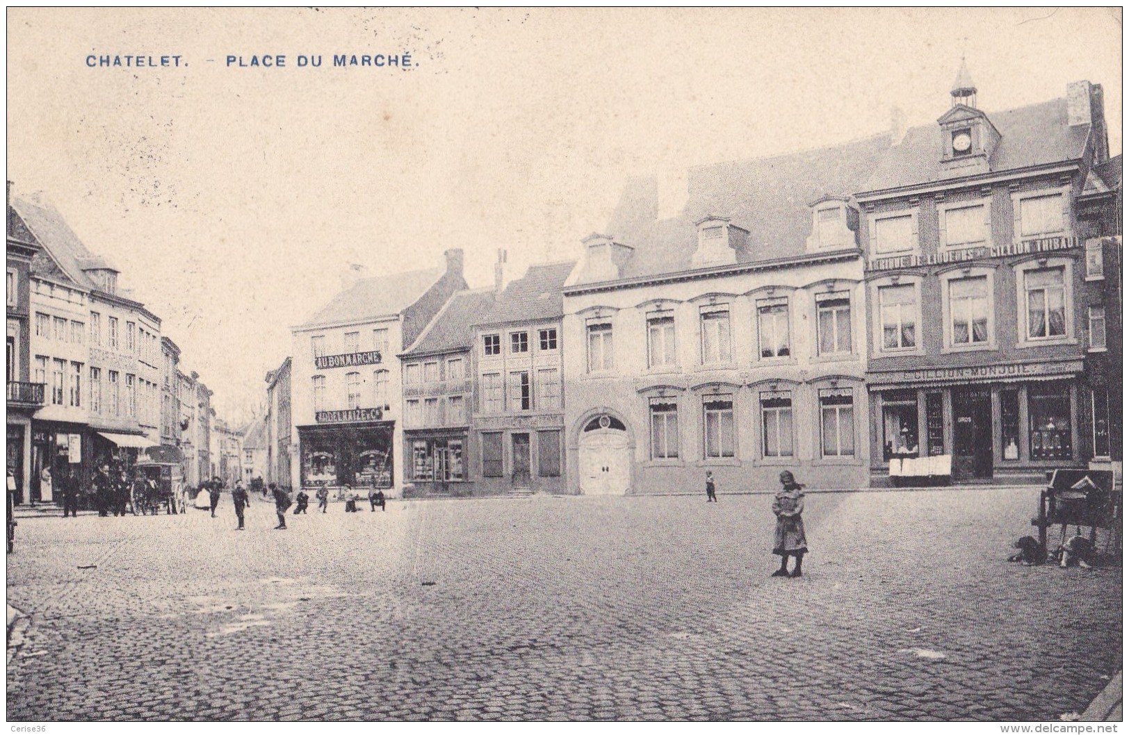 Châtelet Place Du Marché Circulée En 1910 - Châtelet