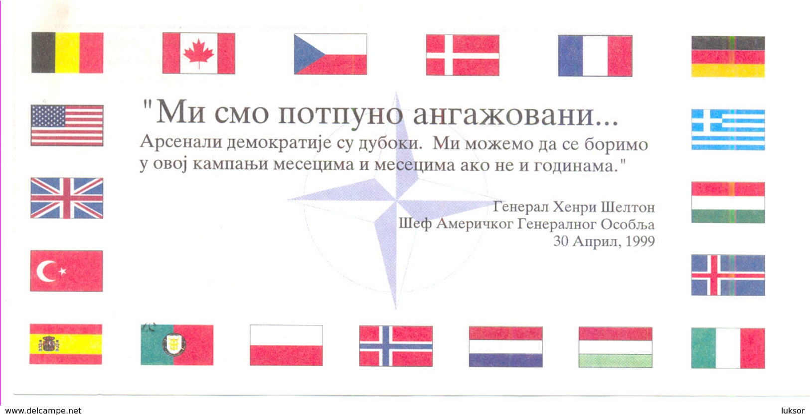 NATO WAR FLYER BOMBING OF SERBIA YEAR 1999 (NATO LETAK 3) - Historical Documents