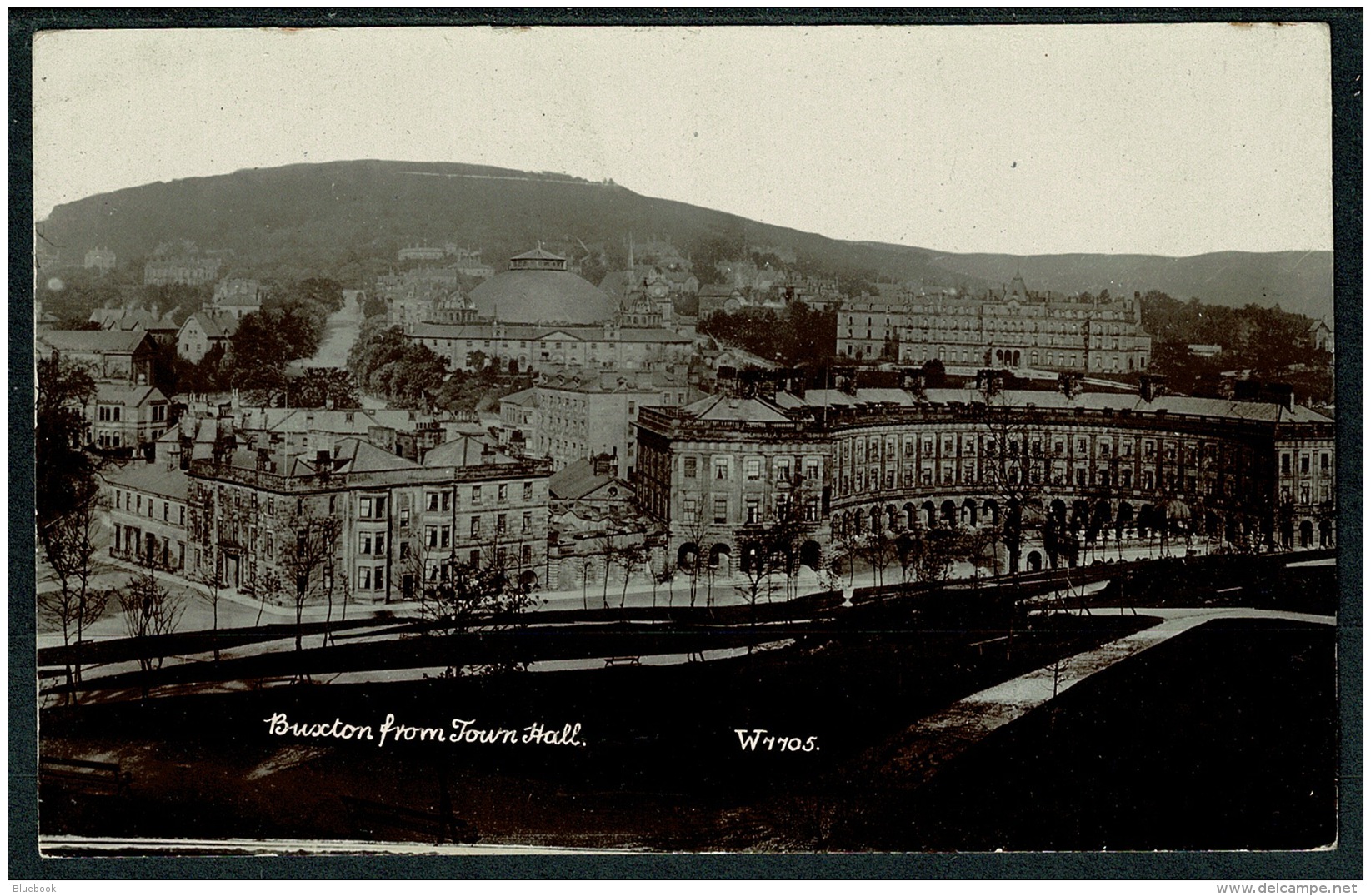 RB 1221 - Early Real Photo Postcard - Buxton From Town Hall - Derbyshire Peak District - Derbyshire