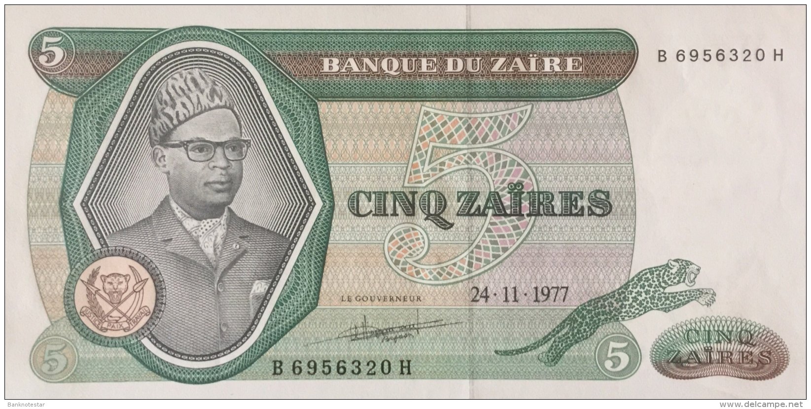 Zaire 5 Zaires, P-21b (24.11.1977) - UNC - Zaire