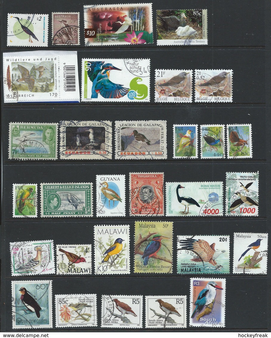Birds Countries A-Z - 60 X Used To Very Fine Used On 3 X Scans - Incl 3 X Sets Cat £86+- See Full Description Below - Collections, Lots & Series
