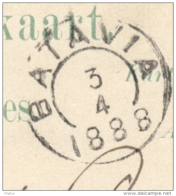 Nederlands Indië - 1888 - 5 Cent Cijfer, Briefkaart G8  Van KR SOEKABOEMI Naar Batavia - Nederlands-Indië