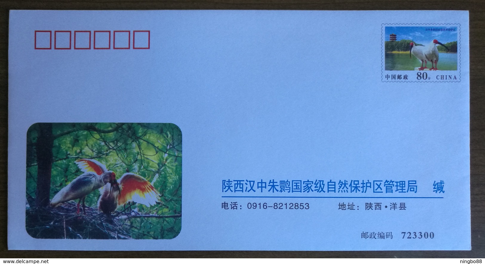 Japanese Crested Ibis Bird,natural Population,China 2006 Hanzhong National Nature Reserve Postal Stationery Envelope - Other & Unclassified