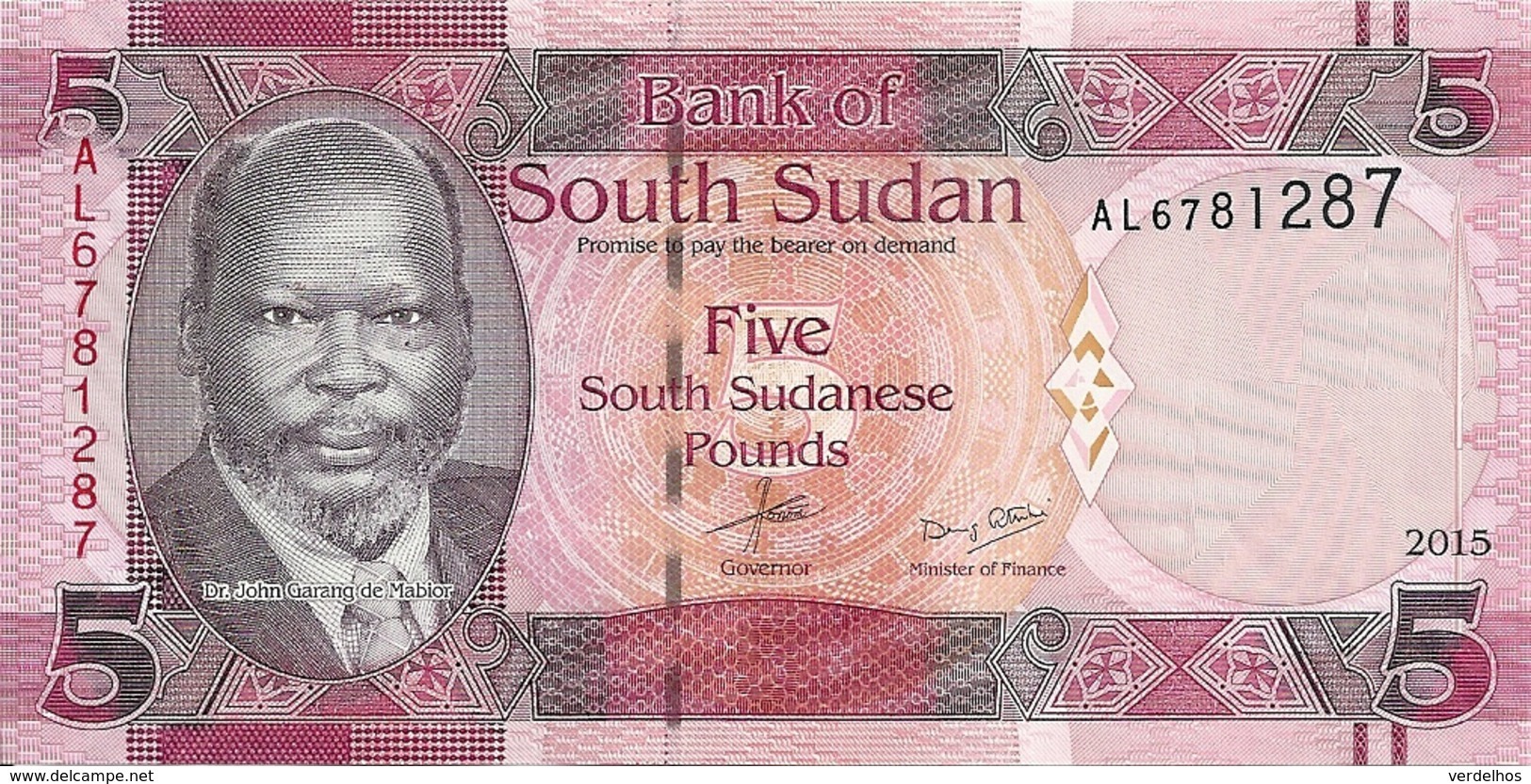 SOUDAN SOUTH 5 POUNDS 2015 UNC P 6 B - Soudan