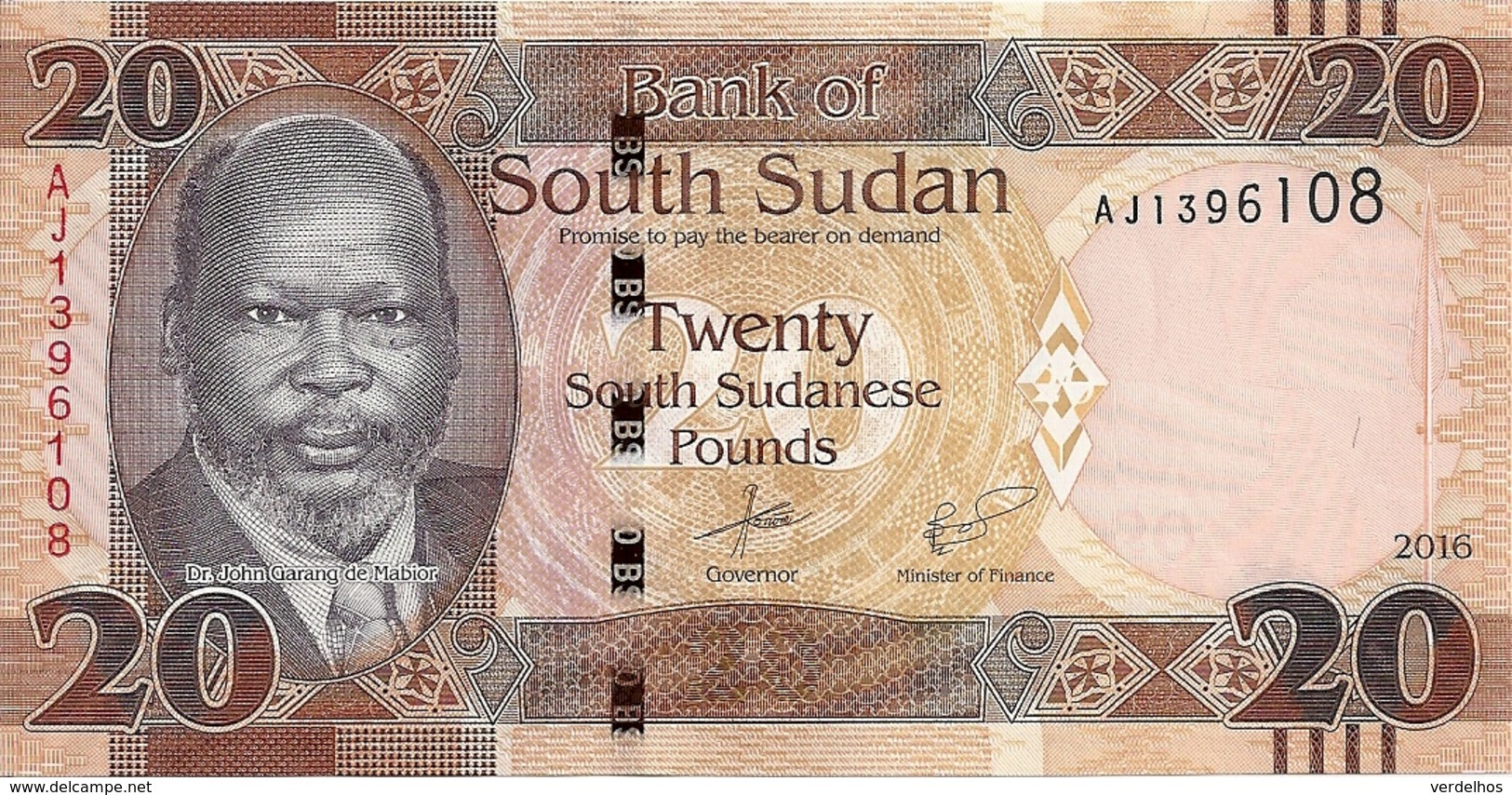 SOUDAN SOUTH 20 POUNDS 2016 UNC P New - Soudan