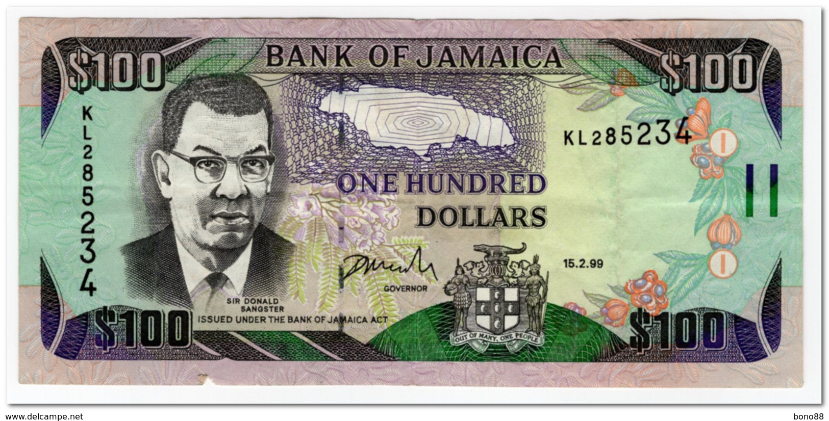 JAMAICA,100 DOLLARS,1999,P.76b,VF - Jamaica