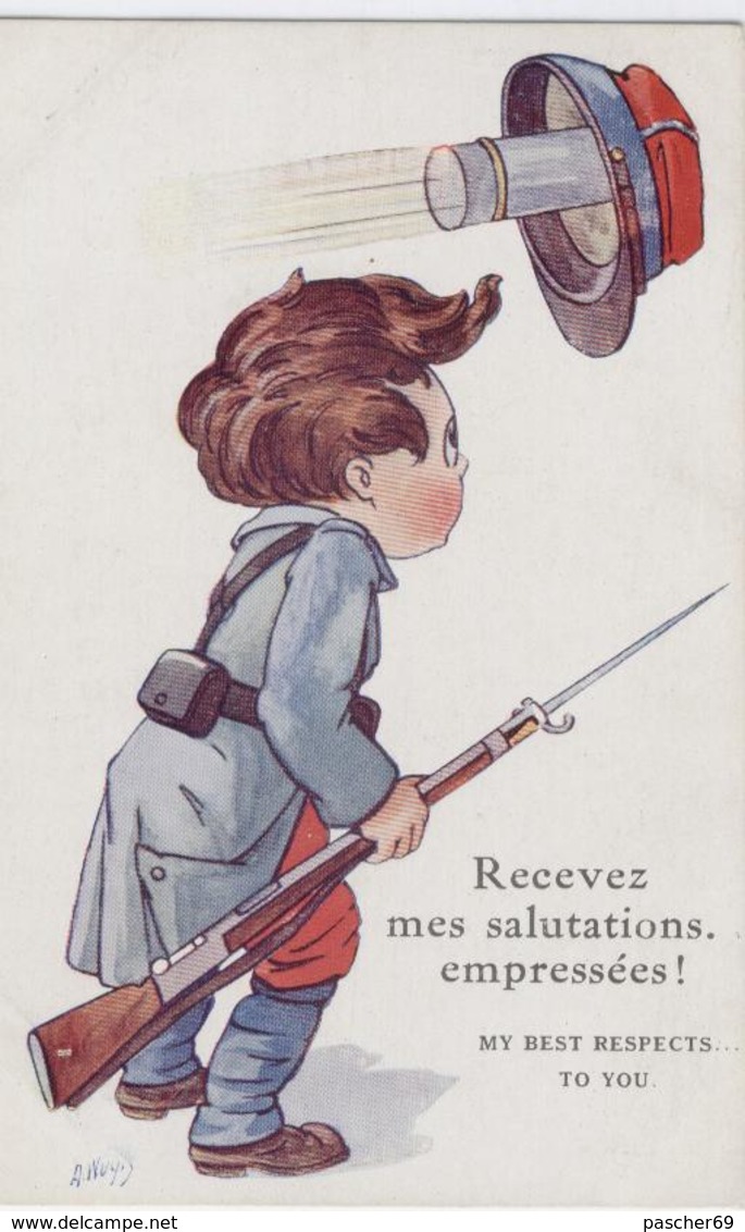 Illustrateur WUYTS ** Recevez Mes Salutations Empressées *** Jeune Soldat Tenant Fusil *** / 1814 A - Wuyts