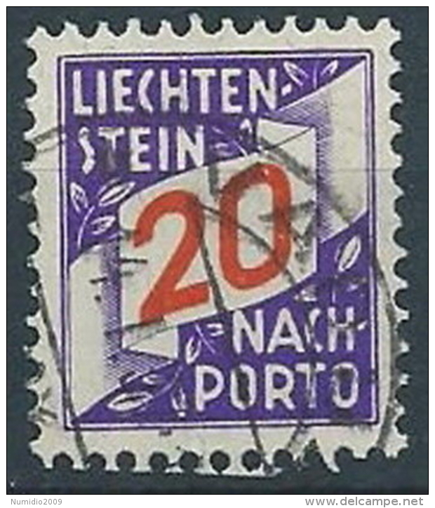 1928 LIECHTENSTEIN USATO SEGNATASSE 20 R - LT030 - Impuesto