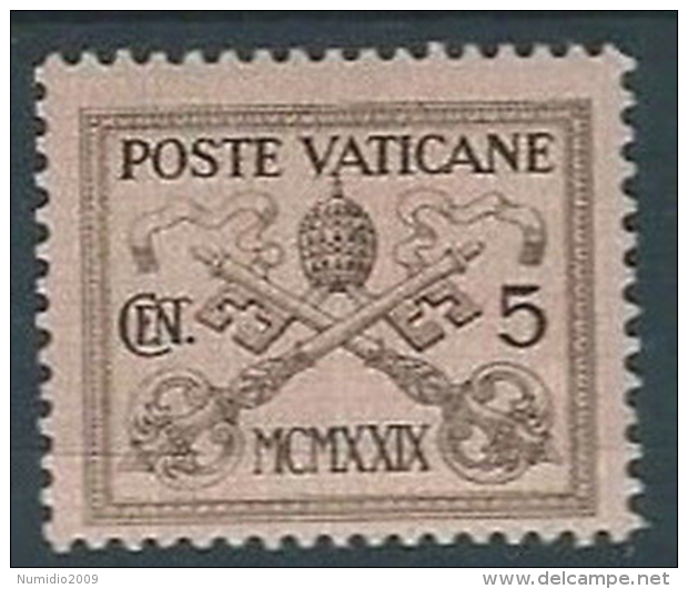 1929 VATICANO CONCILIAZIONE 5 CENT MH * - RR13342 - Neufs