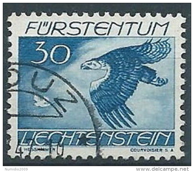 1939 LIECHTENSTEIN USATO POSTA AEREA VOLATILI 30 R - LT029 - Poste Aérienne