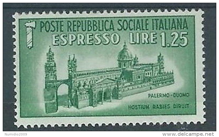 1944 RSI ESPRESSO DUOMO DI PALERMO 1,25 LIRE MH * - RR4372-3 - Posta Espresso