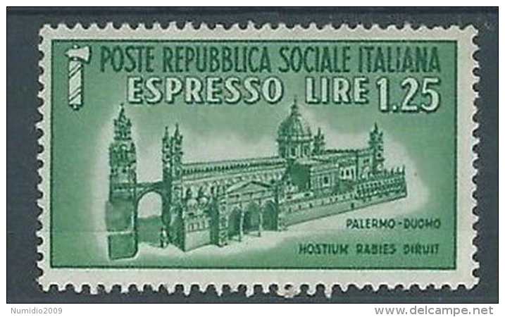 1944 RSI ESPRESSO DUOMO DI PALERMO 1,25 LIRE MH * - RR4372-4 - Exprespost