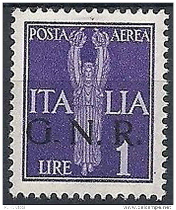 1944 RSI GNR VERONA POSTA AEREA 1 LIRA MNH ** - RSI165-5 - Airmail