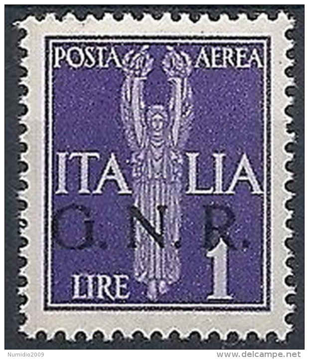 1944 RSI GNR VERONA POSTA AEREA 1 LIRA MNH ** - RSI167-3 - Poste Aérienne