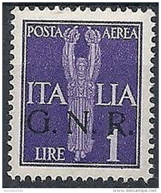 1944 RSI GNR VERONA POSTA AEREA 1 LIRA MNH ** - RSI167-4 - Poste Aérienne