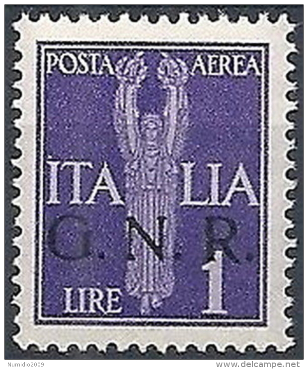 1944 RSI GNR VERONA POSTA AEREA 1 LIRA MNH ** - RSI167-2 - Airmail