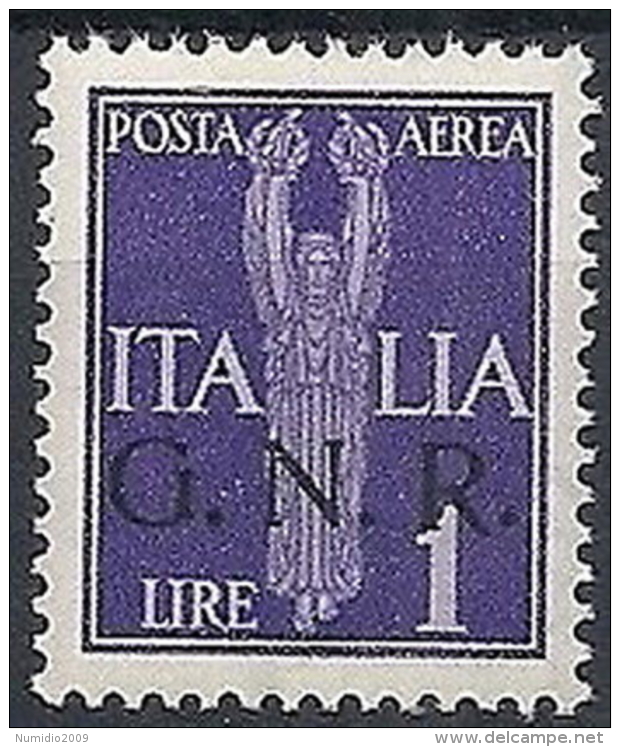 1944 RSI GNR VERONA POSTA AEREA 1 LIRA MNH ** - RSI167-6 - Airmail