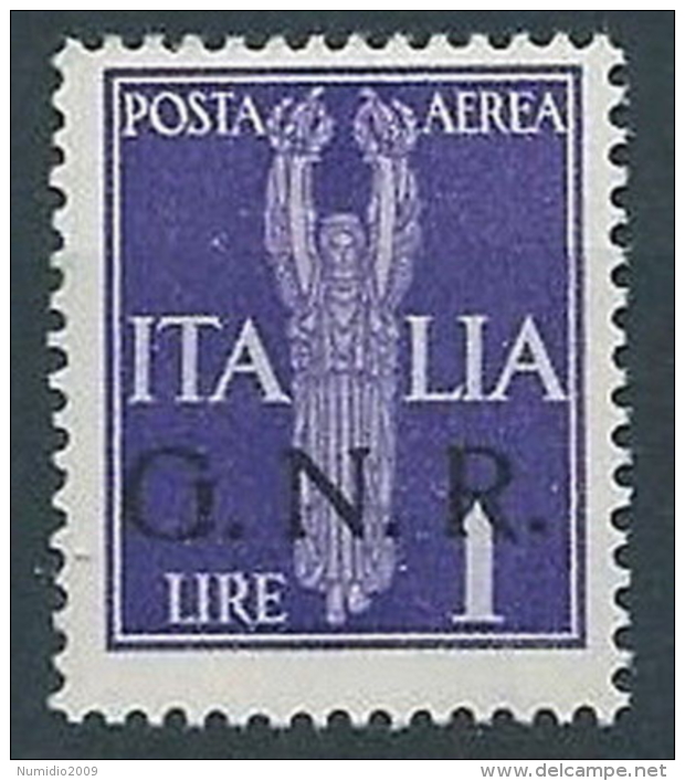 1944 RSI GNR VERONA POSTA AEREA 1 LIRA MNH ** - RSI263-2 - Poste Aérienne