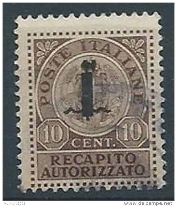 1944 RSI USATO RECAPITO AUTORIZZATO 10 CENT - RR13708-3 - Eilsendung (Eilpost)