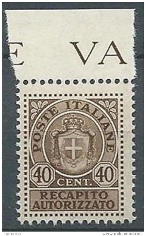 1945 LUOGOTENENZA RECAPITO AUTORIZZATO 40 CENT MNH ** - 19 - Service Privé Autorisé