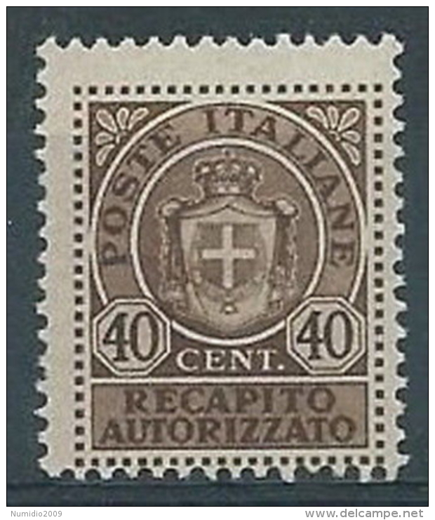 1945 LUOGOTENENZA RECAPITO AUTORIZZATO 40 CENT MNH ** - RR4426 - Autorisierter Privatdienst