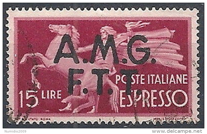 1947-48 TRIESTE A USATO ESPRESSO 2 RIGHE 15 LIRE - RR12248 - Express Mail
