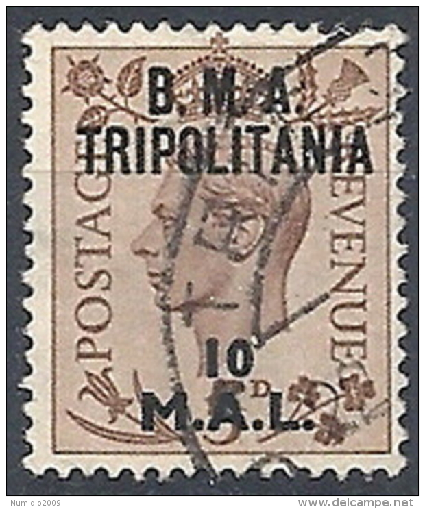 1948 OCCUPAZIONE INGLESE TRIPOLITANIA BMA USATO 10 MAL - RR12497 - Tripolitania
