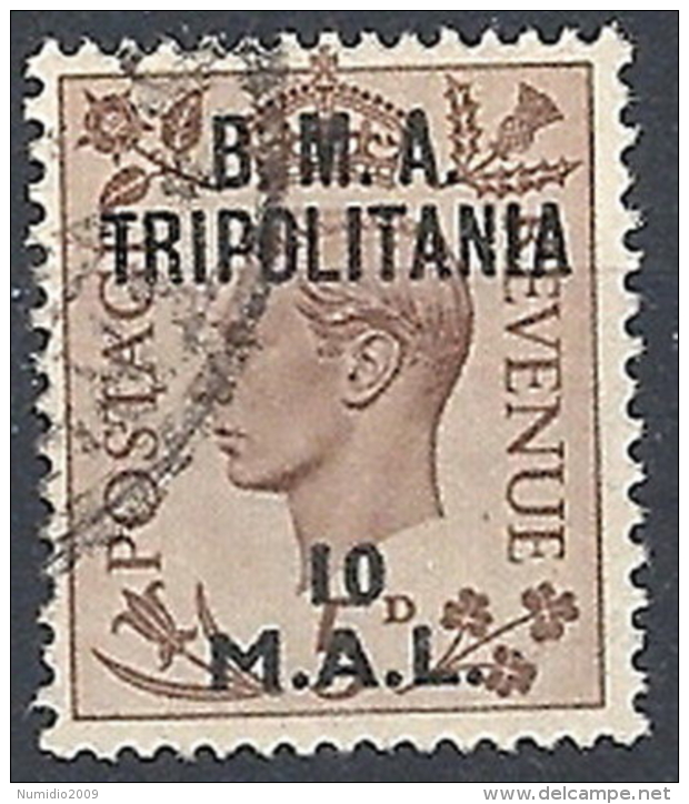 1948 OCCUPAZIONE INGLESE TRIPOLITANIA BMA USATO 10 MAL - RR12497-3 - Tripolitaine
