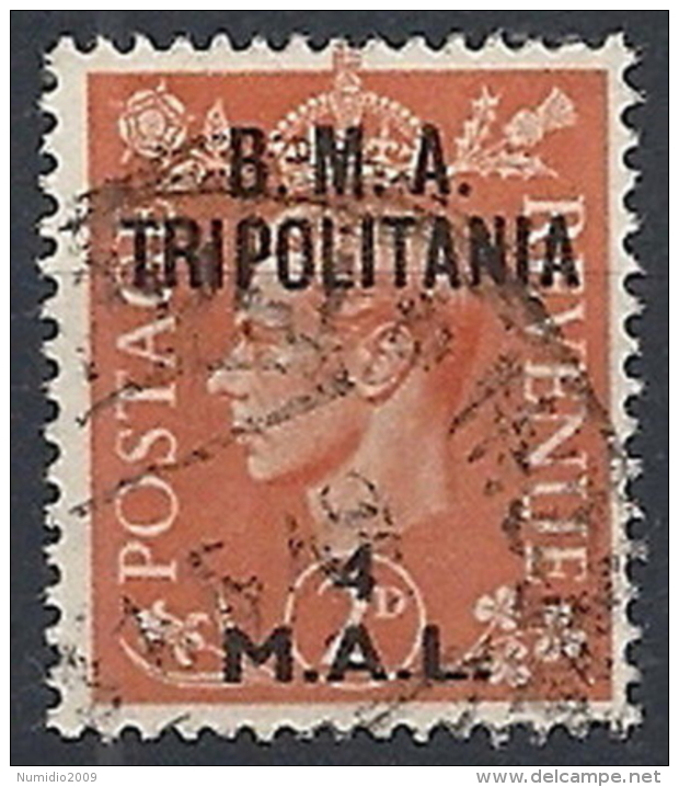 1948 OCCUPAZIONE INGLESE TRIPOLITANIA BMA USATO 4 MAL - RR12497 - Tripolitaine