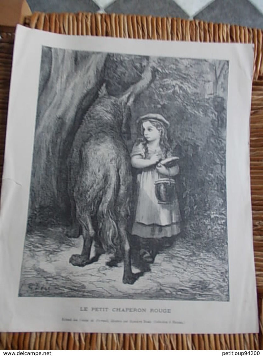 2 ESTAMPES *CONTES DE PERRAULT Le Petit Chaperon Rouge GUSTAVE DORE *La Bourse Du Commerce PARIS M.Berteault - Prints & Engravings