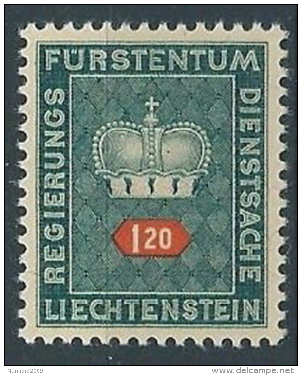 1950 LIECHTENSTEIN FRANCOBOLLI DI SERVIZIO 1,20 F MNH ** - LT030 - Service