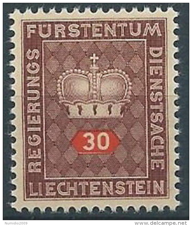 1950 LIECHTENSTEIN FRANCOBOLLI DI SERVIZIO 30 R MNH ** - LT030 - Service