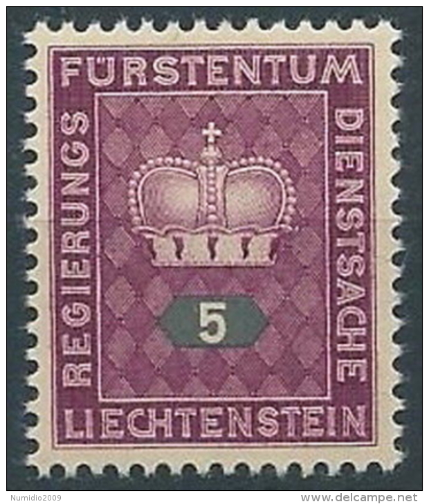 1950 LIECHTENSTEIN FRANCOBOLLI DI SERVIZIO 5 R MNH ** - LT030 - Service