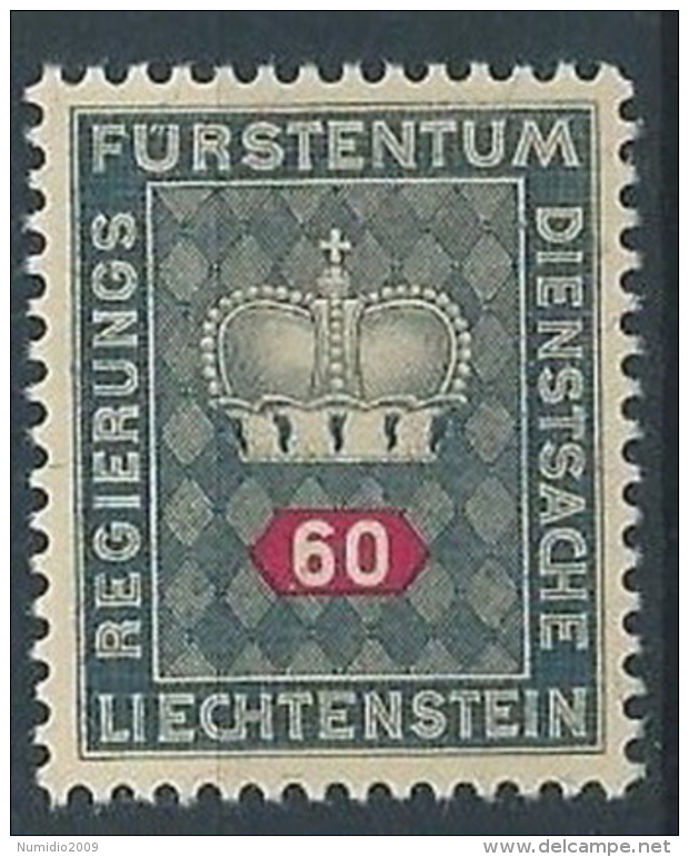 1950 LIECHTENSTEIN FRANCOBOLLI DI SERVIZIO 60 R MNH ** - LT030 - Service