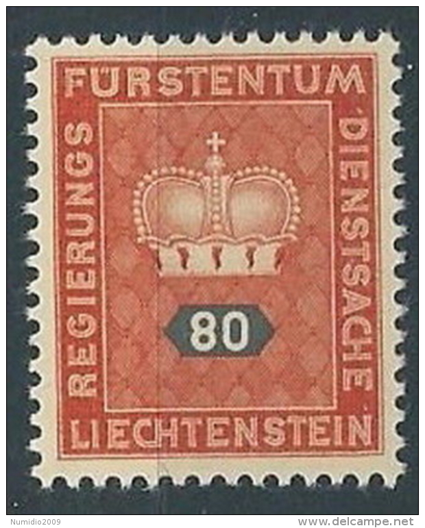 1950 LIECHTENSTEIN FRANCOBOLLI DI SERVIZIO 80 R MNH ** - LT030 - Service