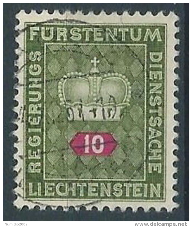 1950 LIECHTENSTEIN USATO FRANCOBOLLI DI SERVIZIO 10 R - LT031 - Service