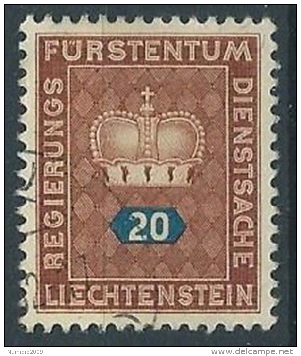 1950 LIECHTENSTEIN USATO FRANCOBOLLI DI SERVIZIO 20 R - LT031 - Service