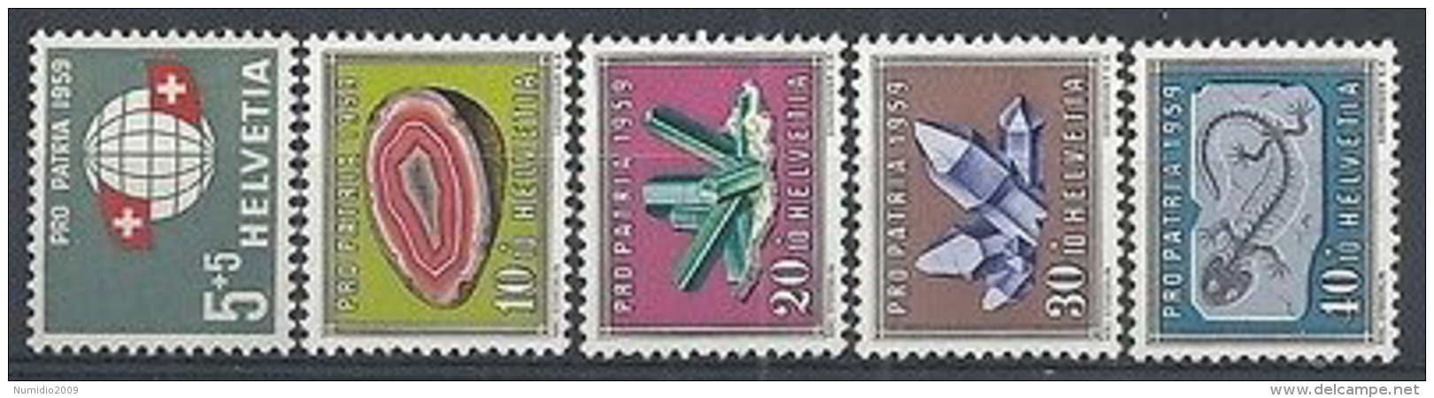 1959 SVIZZERA PRO PATRIA 5 VALORI MNH ** - SZ163 - Nuovi