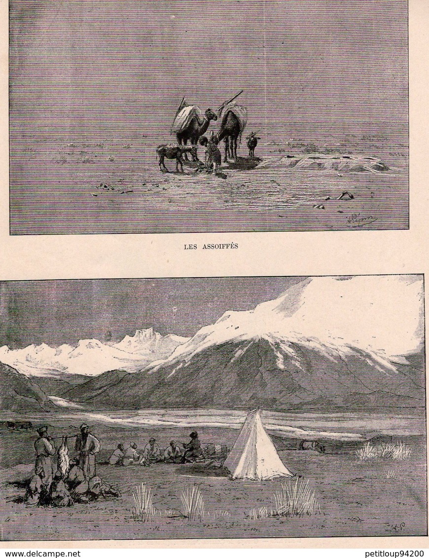 2 ESTAMPES LE MONDE ILLUSTRE *L'Hiver CARRIER-BELLEUSE PINEDO *Du Caucase Aux Indes G. BONVALOT Les Assoiffés - Prints & Engravings