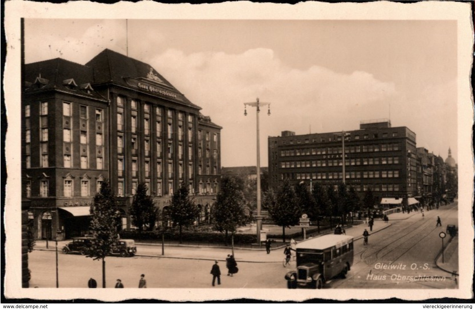 ! Alte Ansichtskarte 1938, Gleiwitz, Haus Oberschlesien, Autobus, Gliwice, Schlesien, Polen - Schlesien