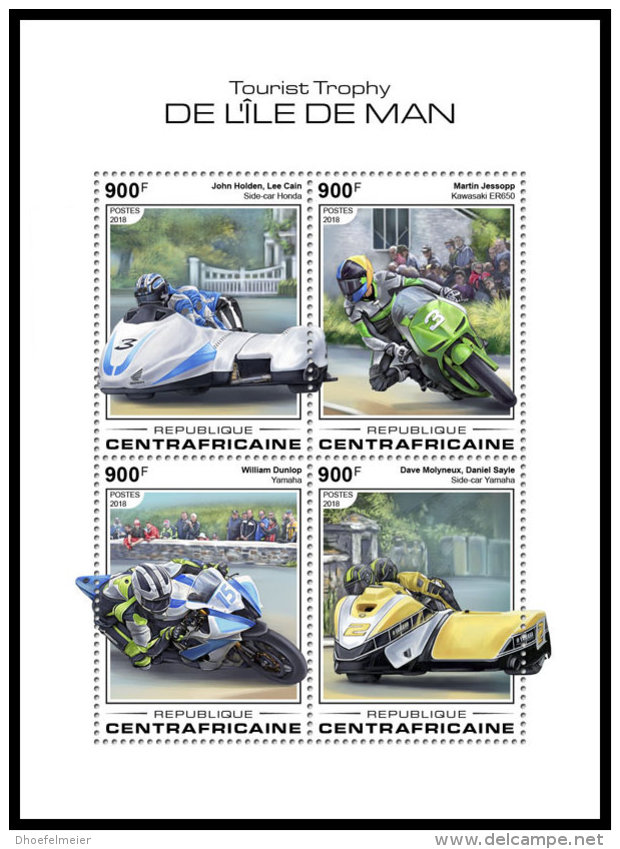 CENTRAL AFRICA 2018 MNH** Isle Of Man TT Race Motorcycles Motorräder Motos M/S - OFFICIAL ISSUE - DH1832 - Moto